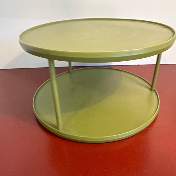 Vintage Rubbermaid Avocado Green 2-Tier Lazy Susan Turntable Spice Rack Pantry - Picture 2 of 6